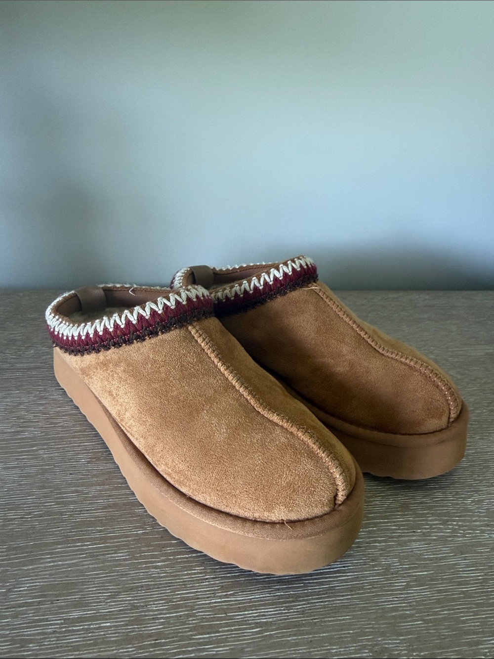 Altard State Suede Slip-On Clog in Tan with Knit Trim